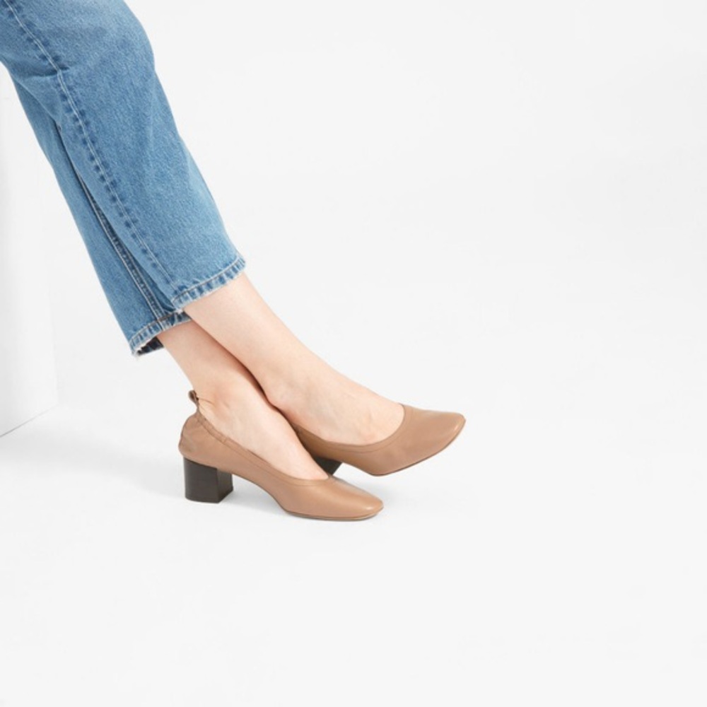Everlane Day Heel Pecan Stacked